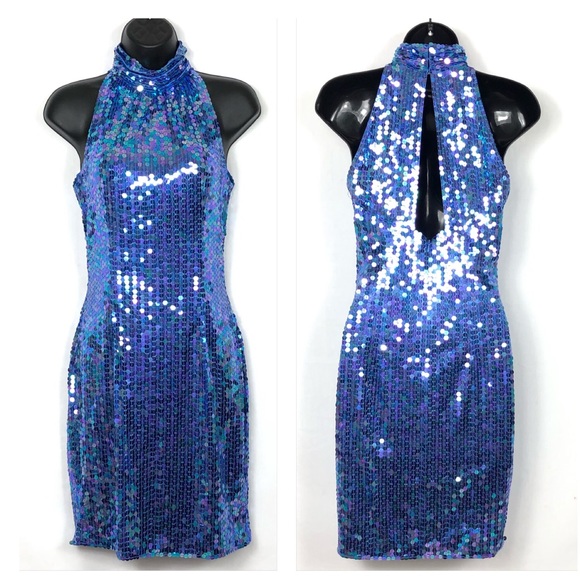80’s Cobalt Blue Beaded Mini Party Dress by Niteline By Della Roufogali